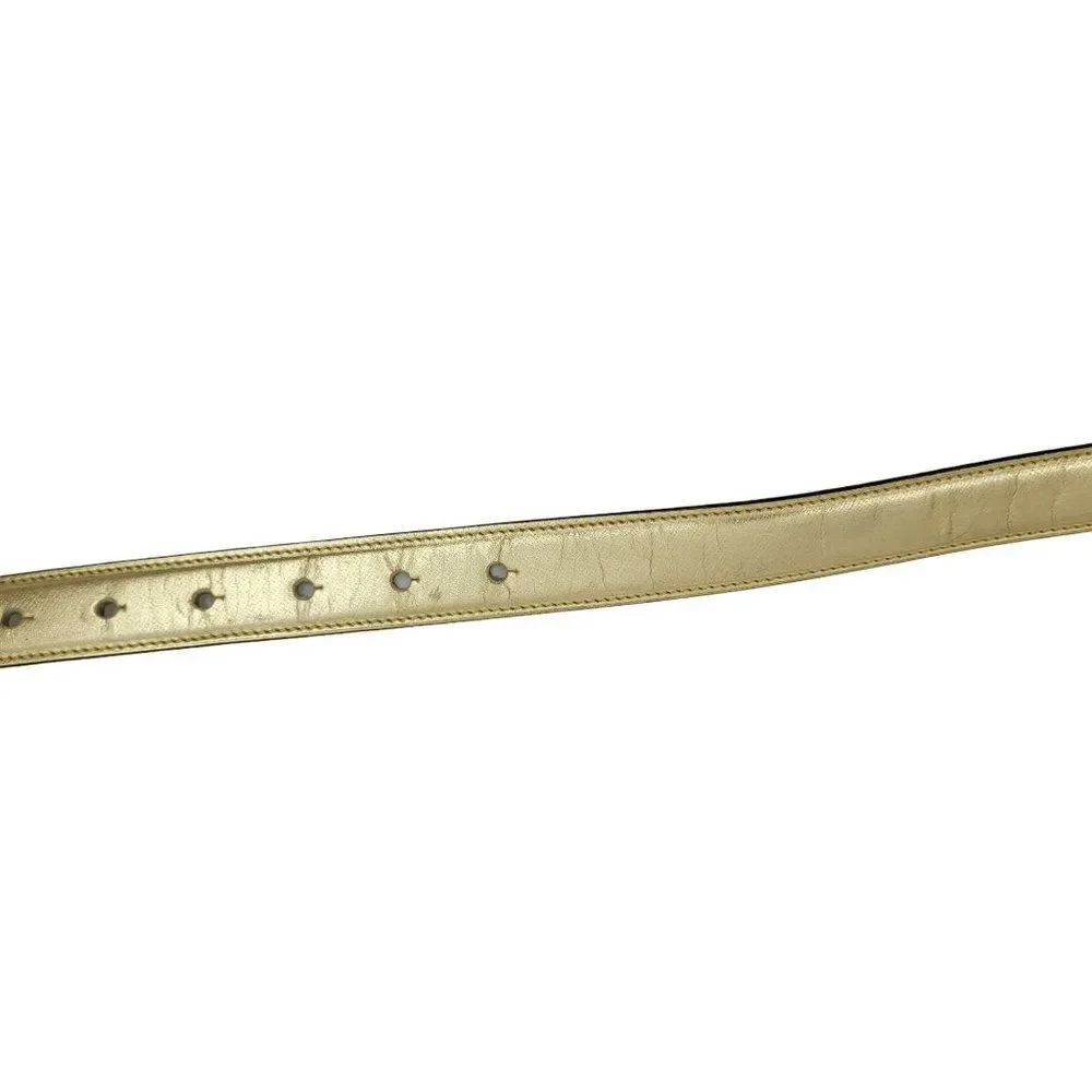 Vintage Paloma Picasso Gold‎ Leather Belt M Peg Closure Metal XXOO Buckle Italy